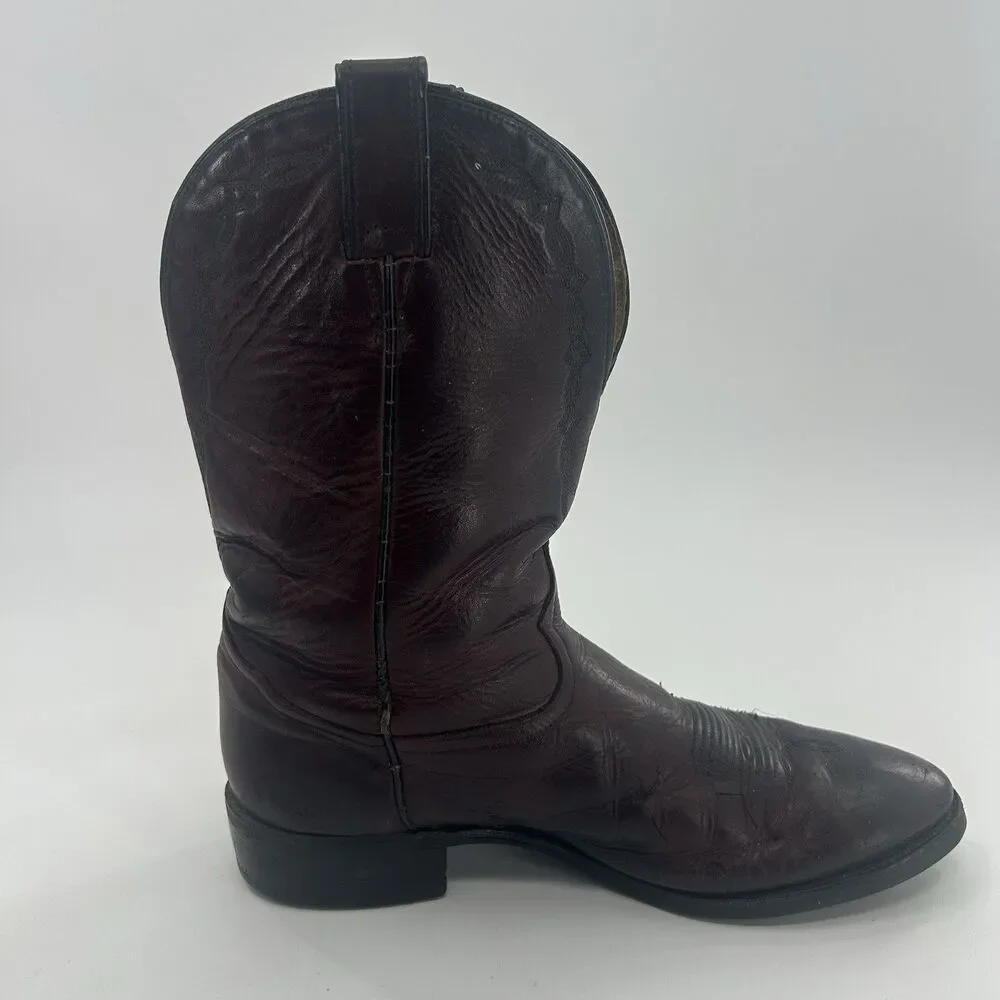 Vintage Tony Lama 0010 Leather Western Cowboy Boots Mens Size 10 Vibram Soles.